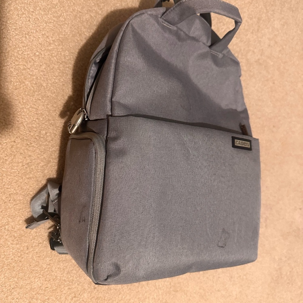 Caden Camera Backpack Gray – Great Storage + Lock & Charger (NWT w/ Flaws)